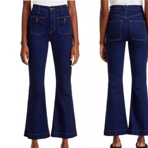 NWT Veronica Beard Carson High Rise Ankle Flare Jeans in Oxford 24 Dark Denim